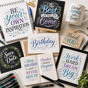 MANUSCRIPT Lettering Kit, 10 Pens, Markers and James Lewis Guide