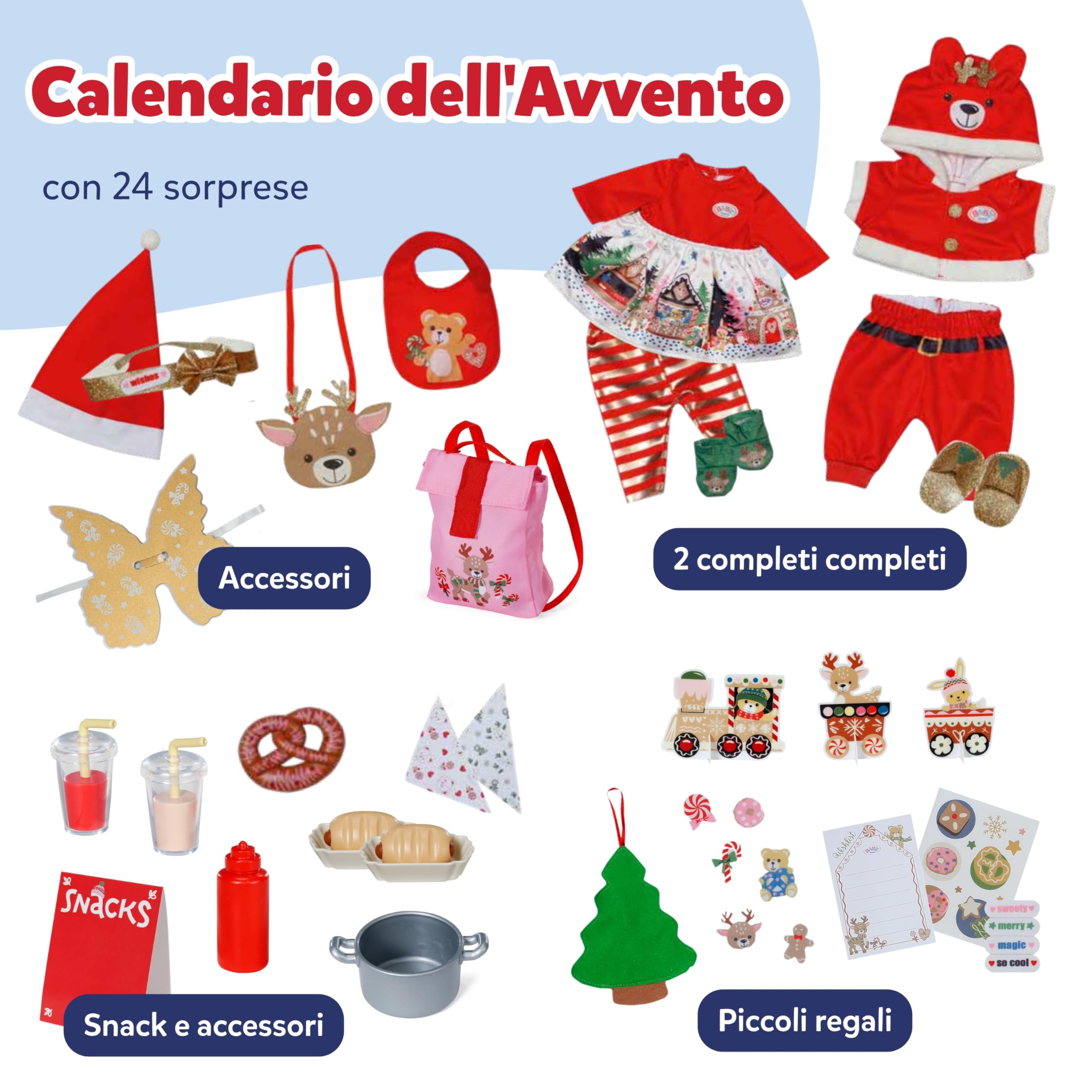 Calendario dell'Avvento BABY born - 24 sorprese - Abiti e accessori per bambole da 43 cm - Accessori di alta qualità per bambole per Natale
