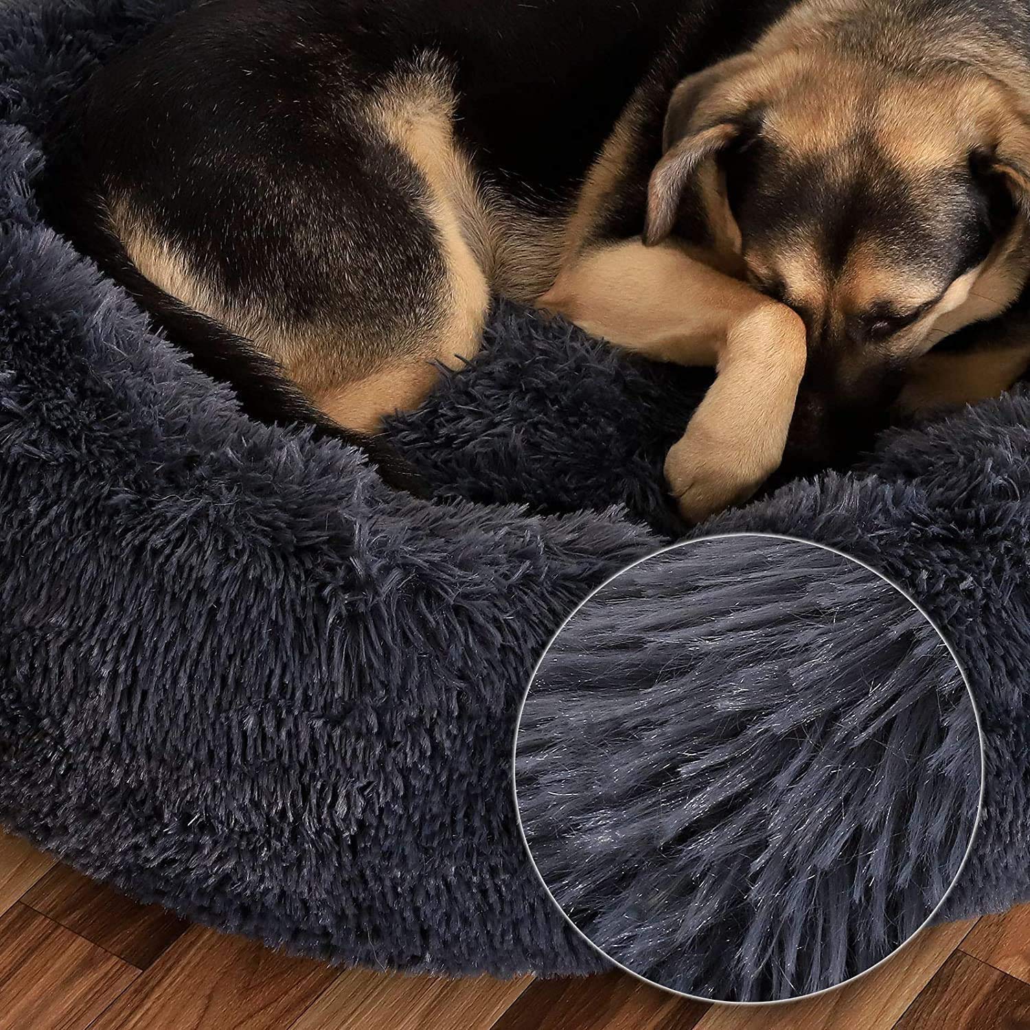 Loir Donut Hundebett – 110 Cm, Grau, Flauschig, Waschbar, Rutschfest, Für Große Hunde & Katzen