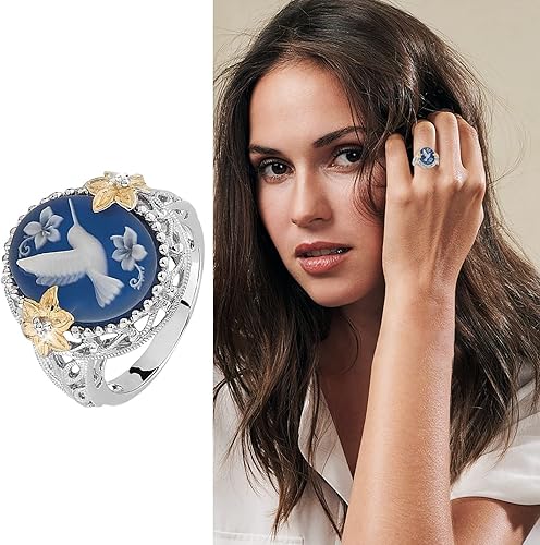 Miniatura 7 de Anillo de colibrí, anillo vintage, anillo de diamante, anillo de regalo, anillo de pavo real, anillo de diamante, anillos de colibrí regalos para