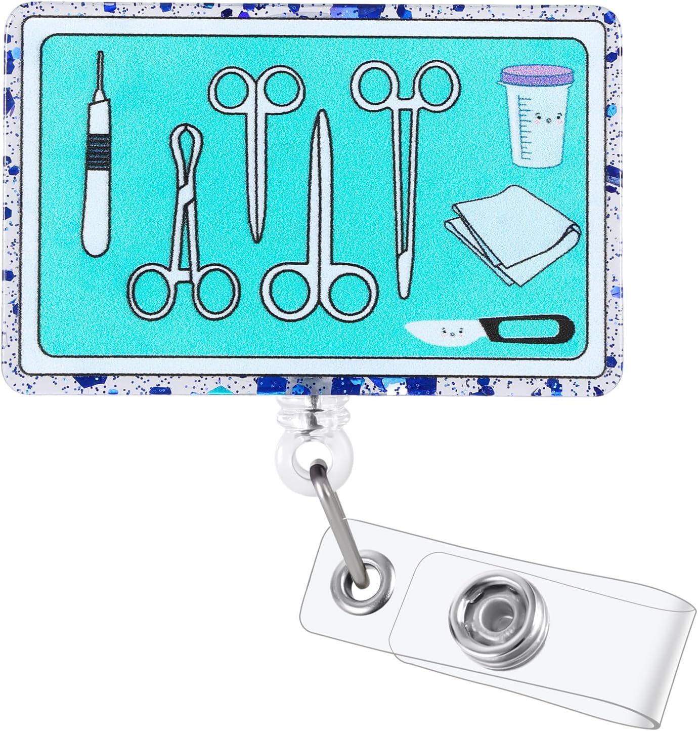 - Surgical Tech Funny Nurse Badge Reel, Cute Retractable ID Card Badge Holder, Name Tag Medical Work Badge Clip for RN LPN/LVN ICU Nurse Nursing Student Surgeon Doctor Teacher Medical Assistant Workers