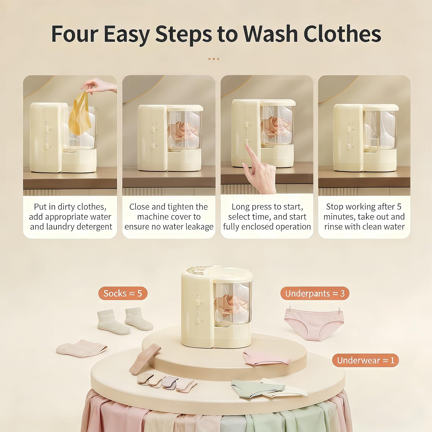 3-in-1 Electric Makeup Brush Cleaning Machine USB Portable Makeup Brush Cleaning Tool Makeup Brush Dryer Underwear Cleaning Machine suitable for various sizes of beauty sets sponges and small clothes