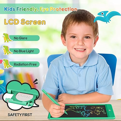 Miniatura 2 de FLUESTON Tableta de escritura LCD para niños tablero de dibujo de 10 pulgadas regalos para niños tablero de dibujo de dinosaurio para niños regalo