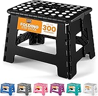 Utopia Home 9 Inch Folding Step Stool with Handle - Anti-Slip Collapsible Stool, 300 lbs Capacity for Kitchen, Bathroom, Home - Black