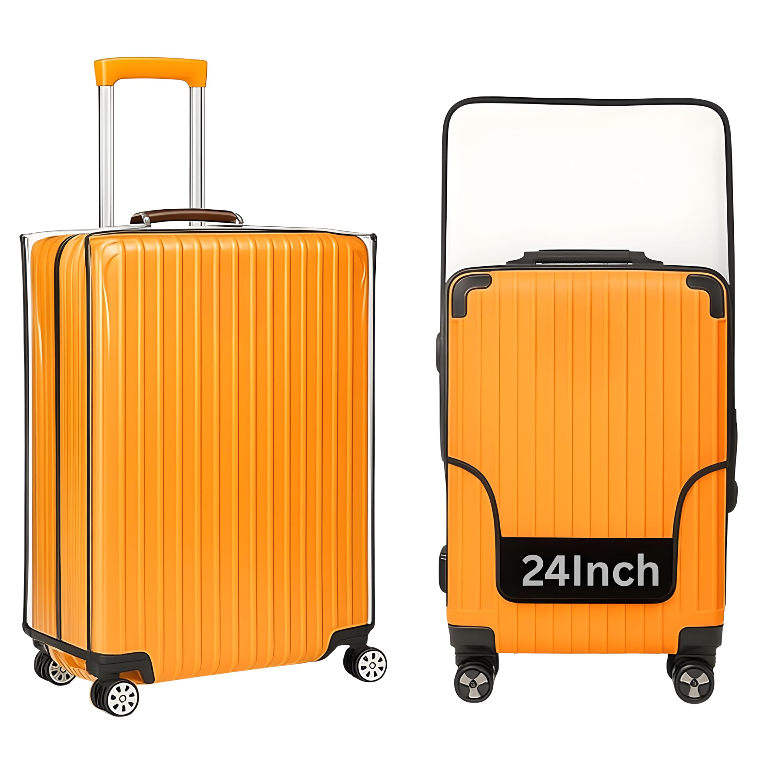 HM 24 inch Medium Suitcase Bag Cover | Waterproof Luggage Trolley Bag Covers | Zippered Dustproof Anti Scratch Material | Transperant PVC Protector | Medium Size | 24 inch
