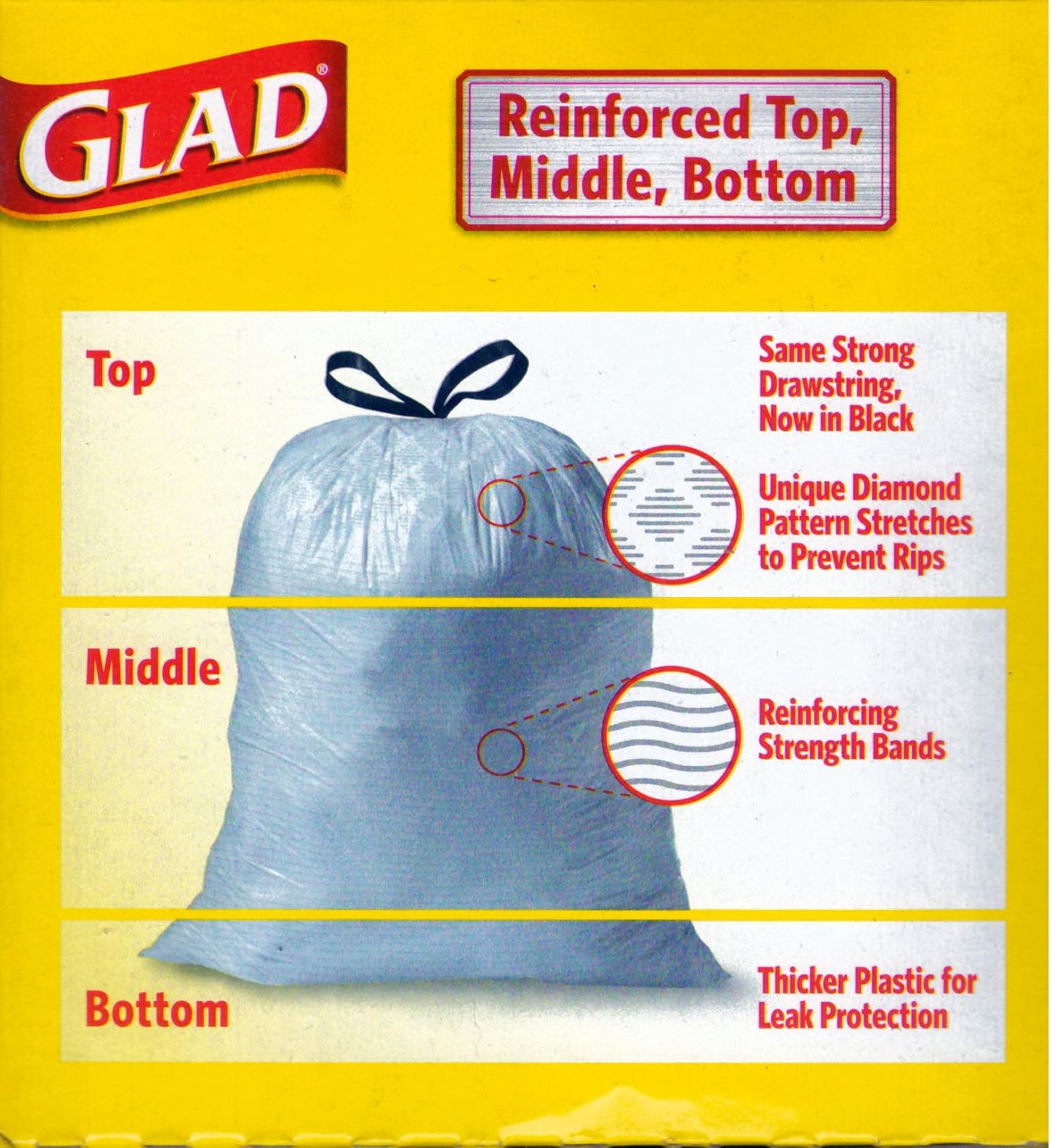 Glad Tall Kitchen Drawstring Trash Bags With Reinforcing Bands 13 Gal 60 Ct