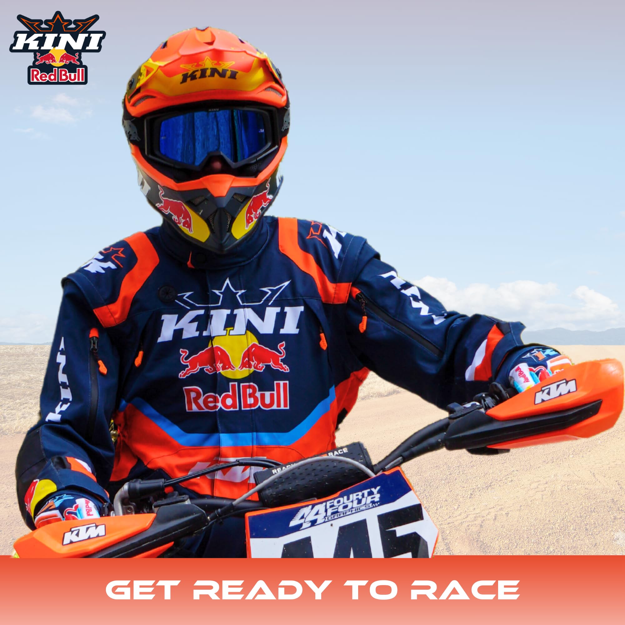 Kini Red Bull Motocross Helm Herren [Premium] Geprüfter Motorradhelm für Renneinsatz - Crosshelm als Enduro Helm Downhill Helm einsetzbar - Motocross Helm Brillenträger geeignet
