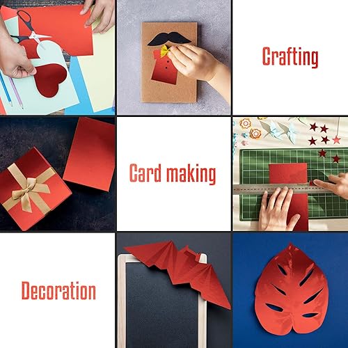 Miniatura 6 de Papel de cartulina rojo metálico, 60 piezas de 8.5 x 11 pulgadas (250 GSM) - Tablero de papel de aluminio rojo, superficie con acabado espejo,