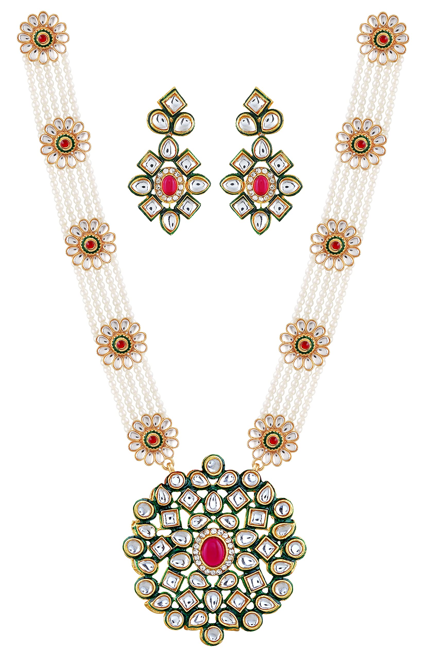 Mansiyaorange Long Hydrabadi Pearl Multi Colour AD Kundan Rani Haar Necklace Jewellery/Jualry/Haar For Women(10.7 Inch Long) (B09DNV24D2) Amazon Price History, Amazon Price Tracker