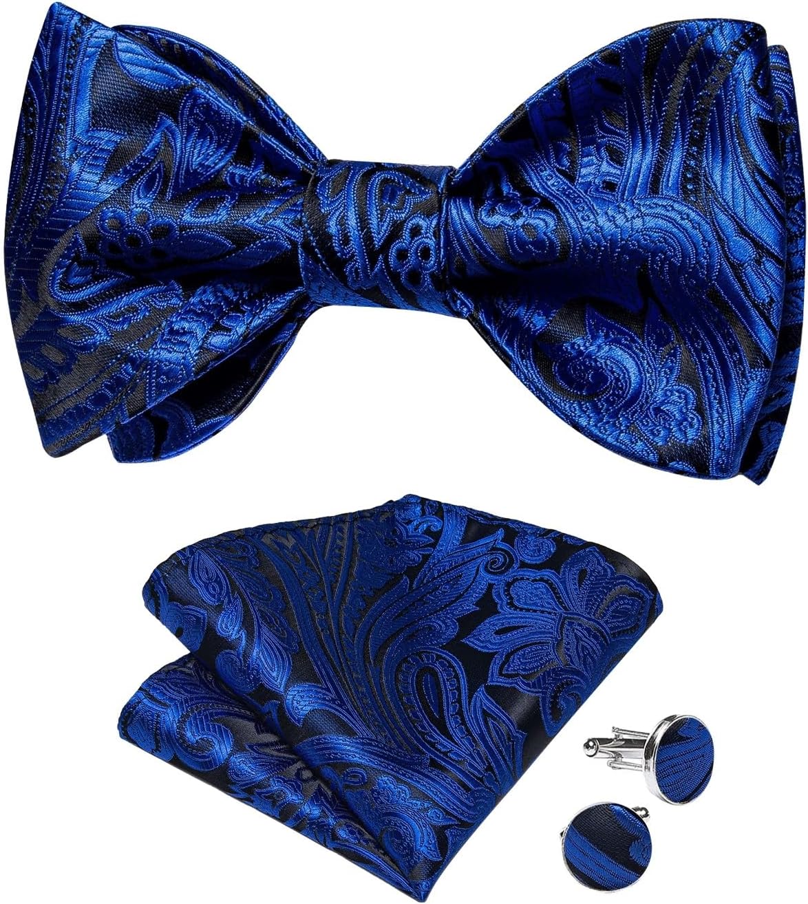 Men Bowties Classic Nots for Man Groom Wedding Self-tie Bowtie Hanky Cufflinks Set