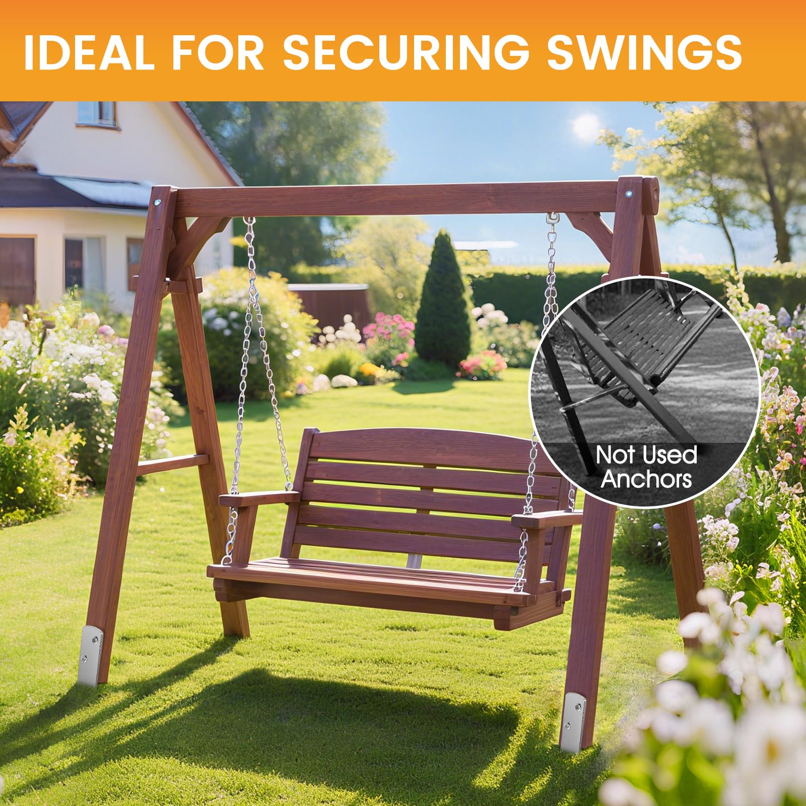 SCHINTILLO 4PCS Ground Anchor Fence Post Spike, Hot-dip Galvanized Swing Ground Anchors for Wooden Post Play Tower - Image 4