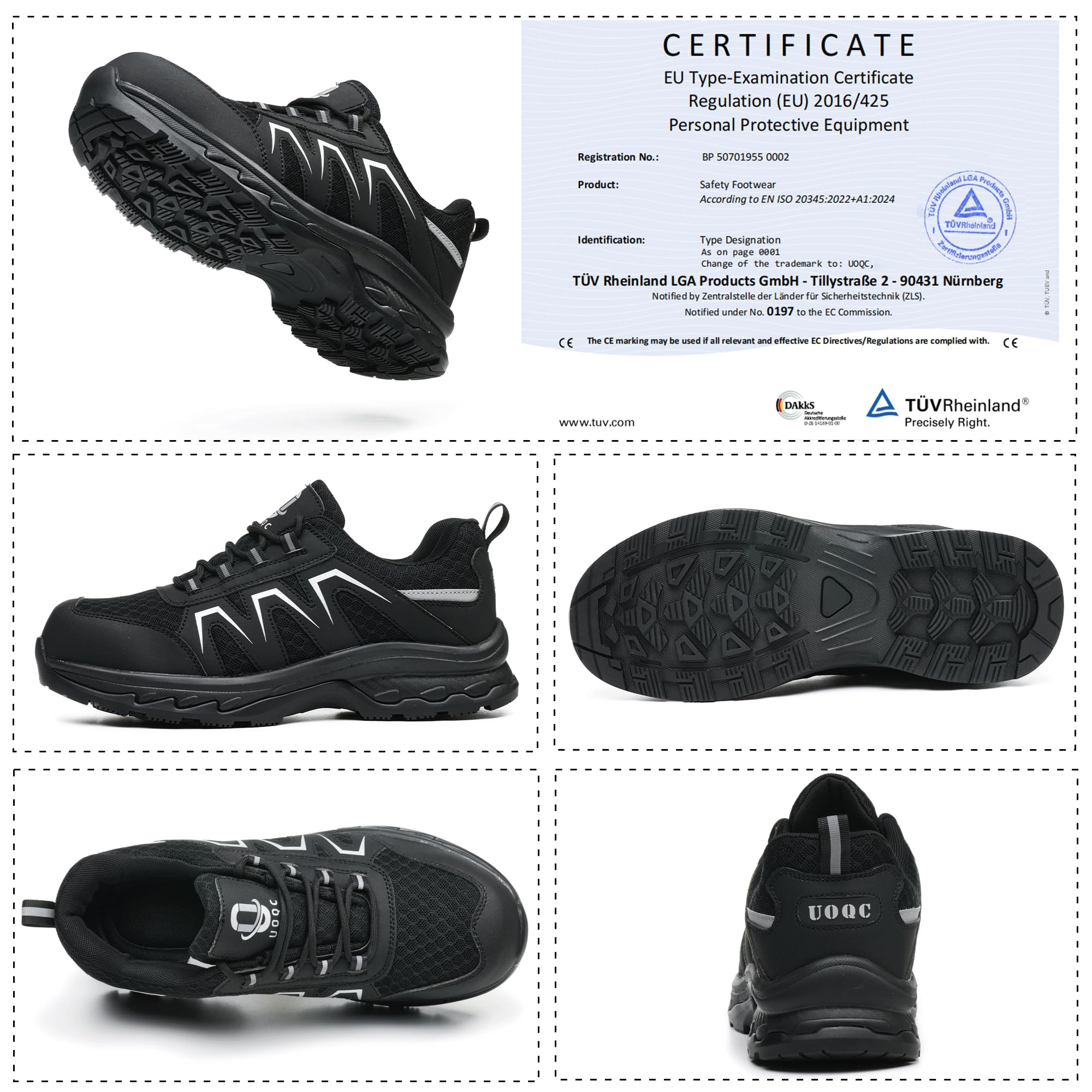 S1 Zapatos de Seguridad para Hombre EN ISO 20345 ESD Antiestáticos Zapatillas de Trabajo Mujer Ligeros,Antideslizantes, Puntera de Acero Calzado de Trabajo Tenis Transpirables