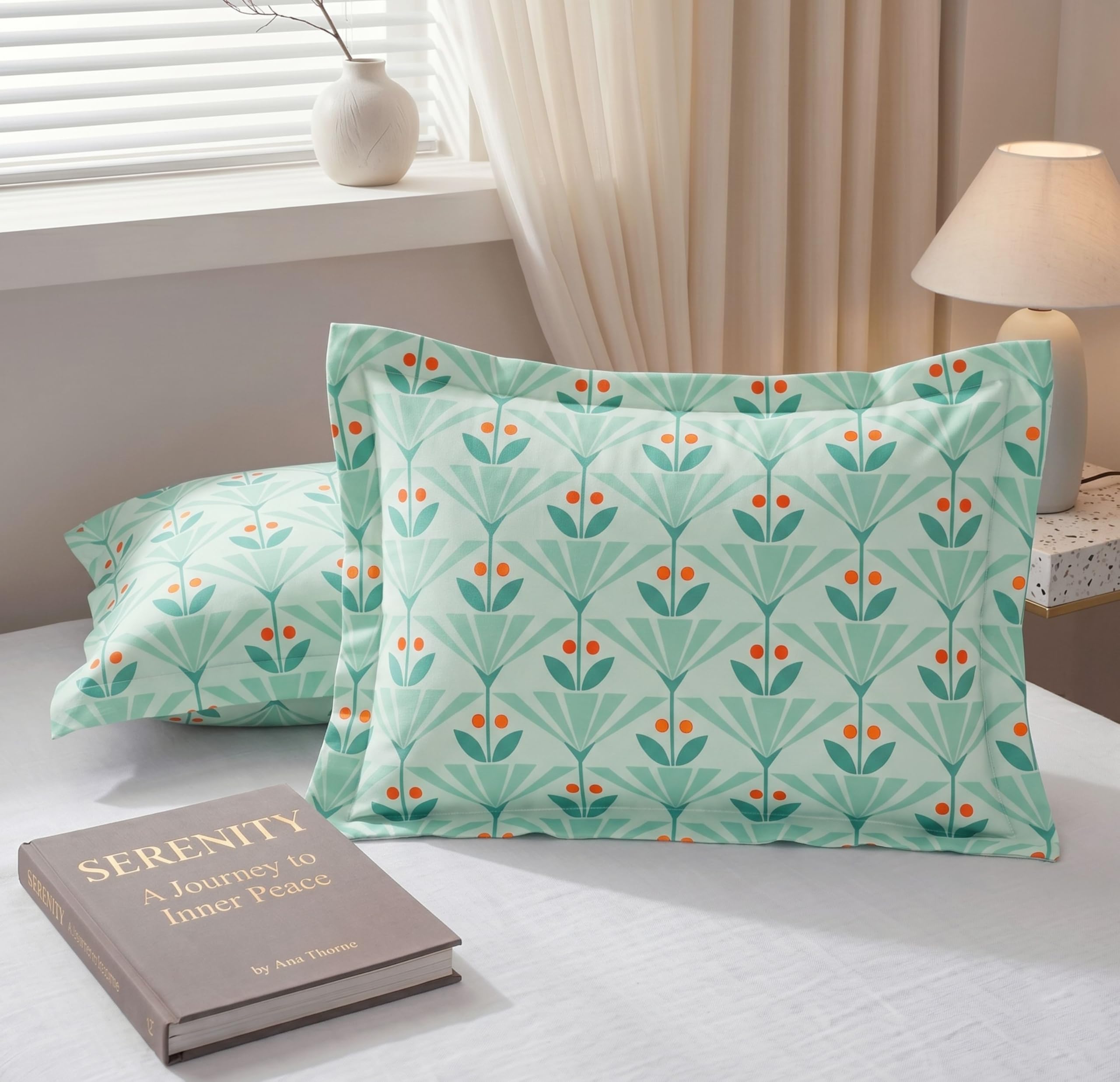 BSB HOME Cotton Pillow Covers Pack of 2, 210 TC Soft Breathable Hypoallergenic Pillow Cases, Fade Resistant Bed Pillow Covers, 17 x 27 Inches (43 x 69 cm) (Sage Mint)