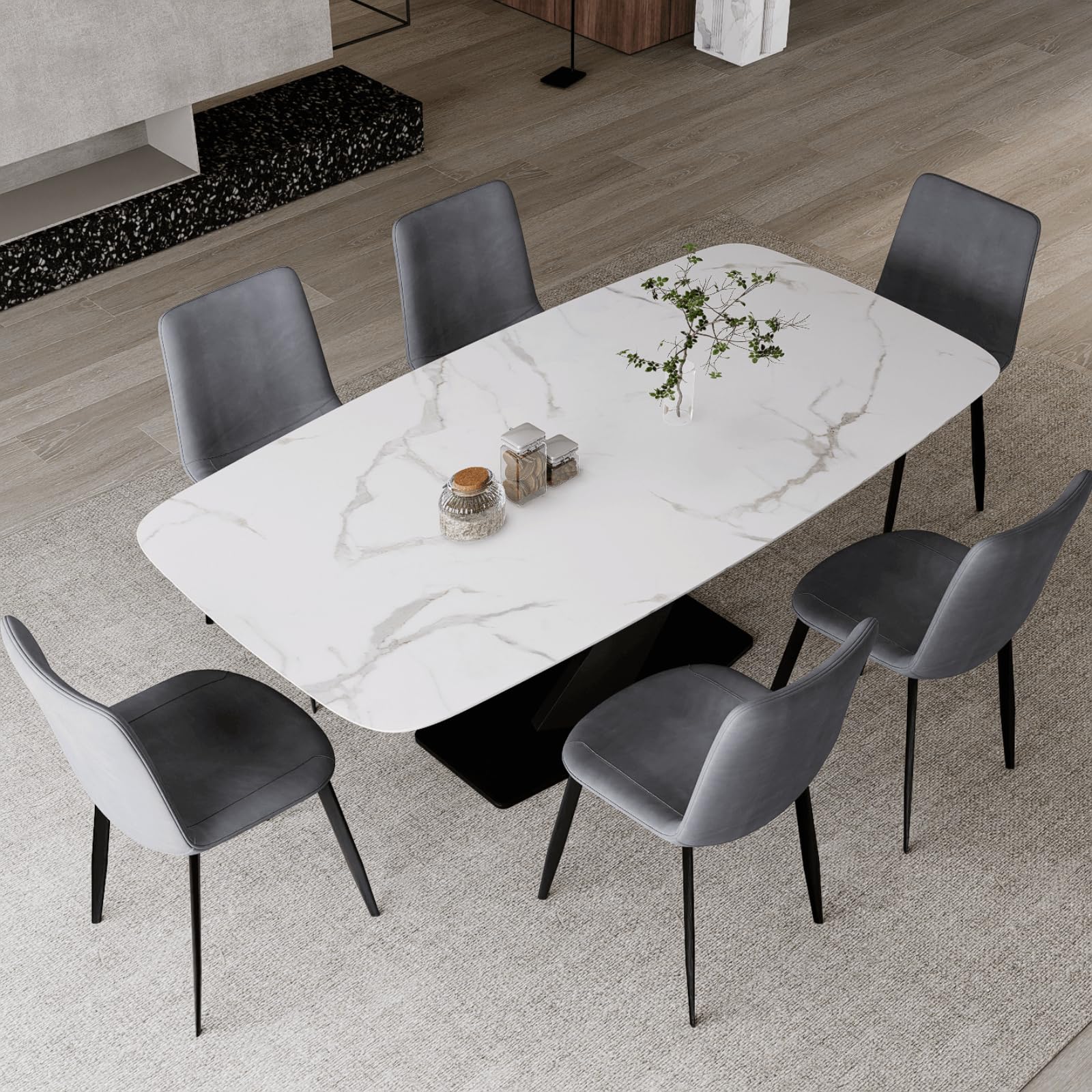 Amazon｜MUTUKI ダイニングテーブル セラミック天板 大理石柄 北欧