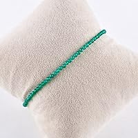 Vista 22 de Natural Gemstone Micro Round Beads Dainty Choker Bangle Bracelet, Handmade Jewelry for Women, Healing Chakra Crystals Silver Plated Chain 8 inch