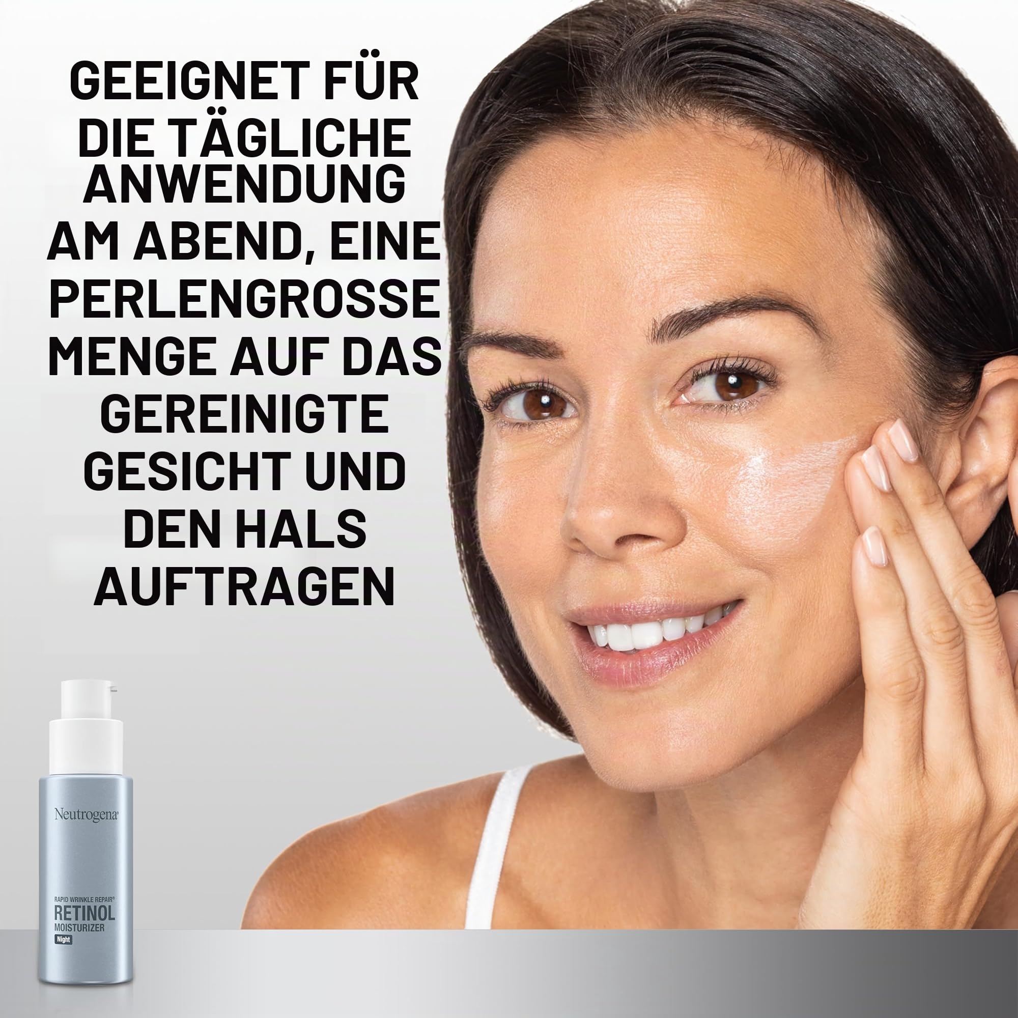 Neutrogena Rapid Wrinkle Repair Night Moisturizer - Nachtpflege, feuchtigkeitsspendend - Anti Agin, Anti Falten - aus USA | Retinol Gesichts- & Halscreme, Hyaluronsäure & Retinol, Anti-Falten, Parabenfrei