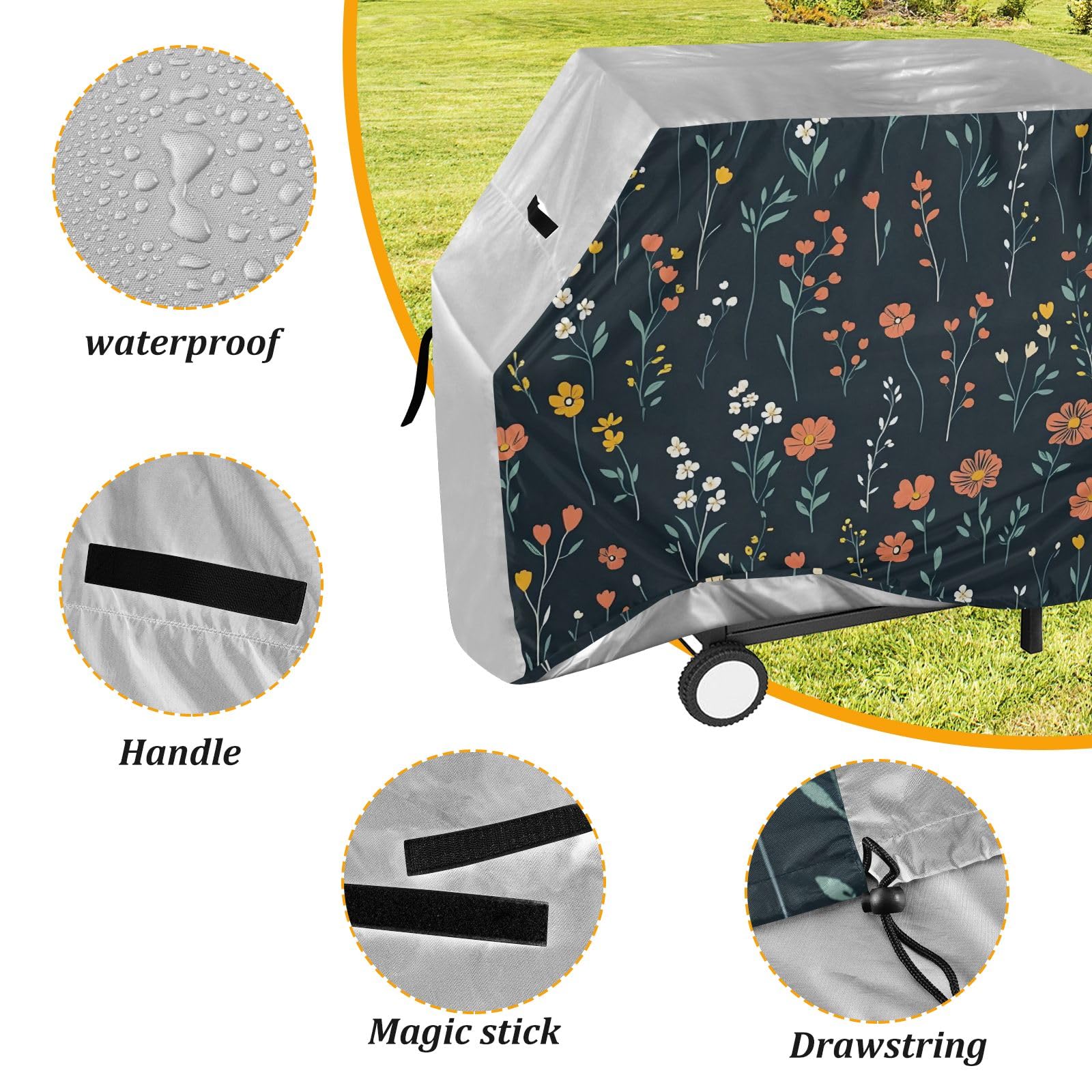 Florals - Copertura per barbecue, impermeabile, resistente, per esterni
