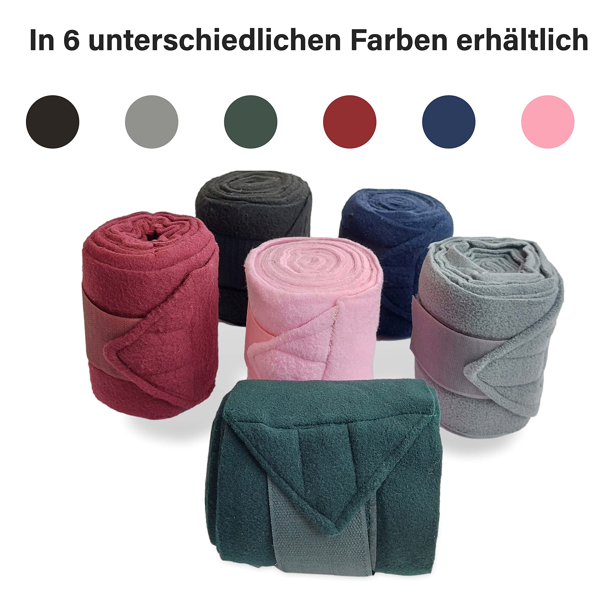Vendas para caballo de forro polar con cierre – vendajes de forro polar caballo en juego de 4 unidades con práctica bolsa de almacenamiento (sangre caliente (Full), verde oscuro)