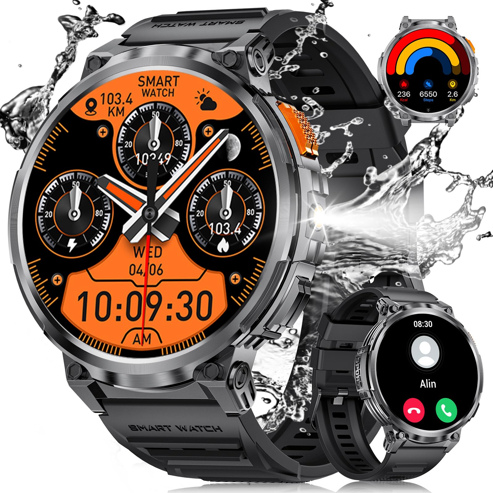 LIGE Smart Watch met metalen band voor Android iOS, 1,39 inch smartwatch met 24/7 hartslag, bloeddruk, slaapbewaking voor heren, 100 sportmodi, fitnesstracker, IP67, telefoonfunctie