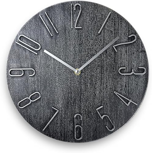 Miniatura 9 de fapugh Reloj de pared de 12 pulgadas silencioso sin tictac, reloj de decoración de estilo moderno preciso para el hogar, oficina, escuela, cocina,