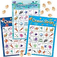 Vista 1 de Fancy Land Ocean Bingo Game 24 Players for Kids Under Sea Party Game Supplies
