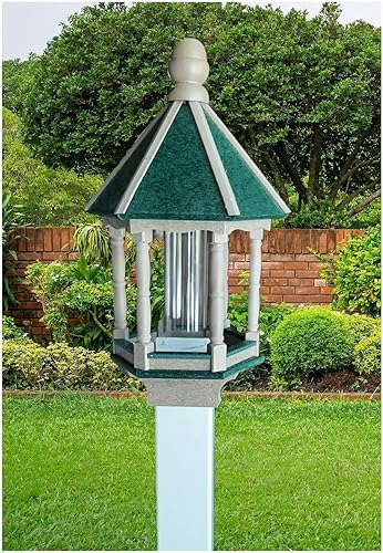 Bird Feeder - Amish Handmade - Poly Lumber Weather Resistant - Premium Feeding Tube - Easy Mounting - Bird Feeders For the Outdoors