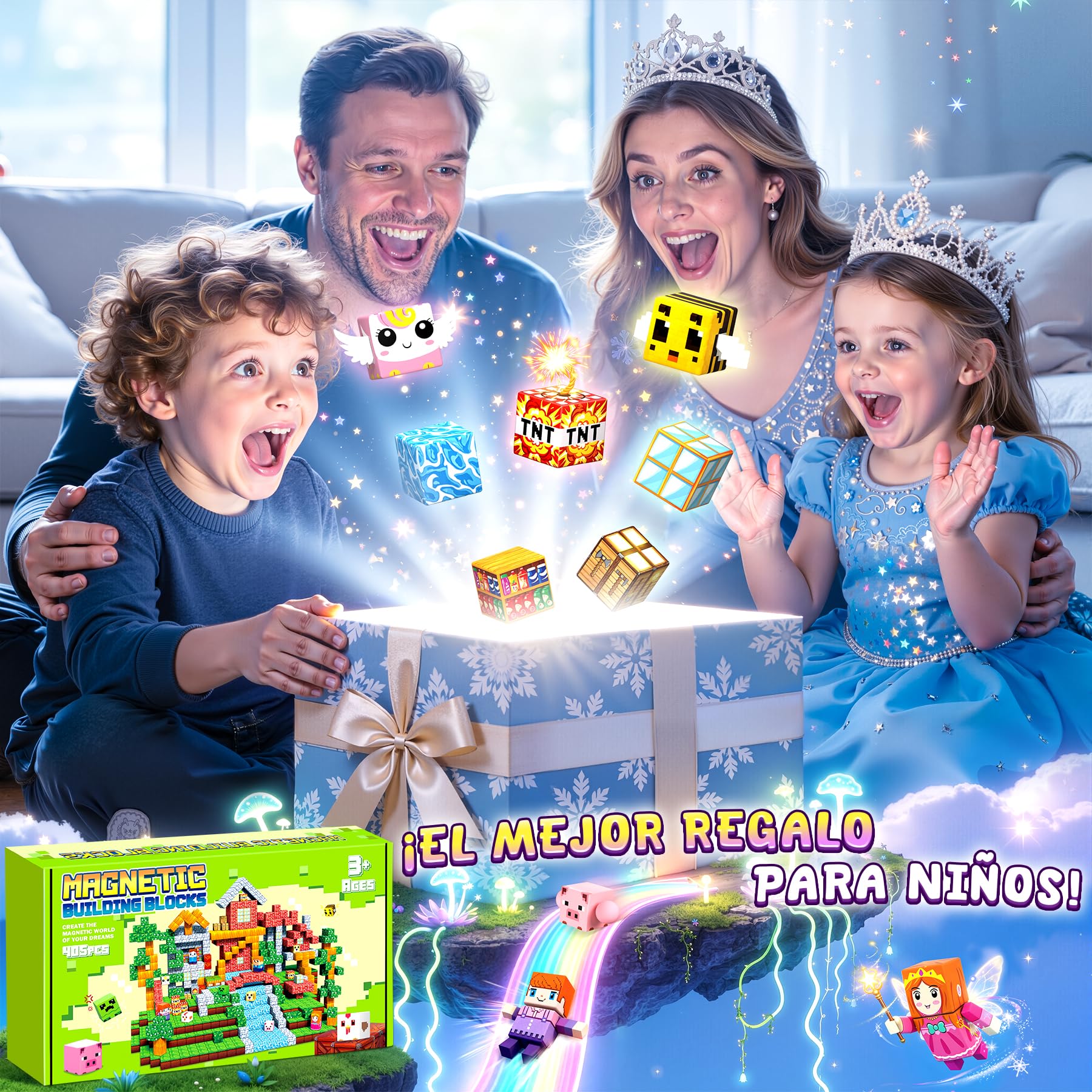 Pourbibi 𝟒𝟎𝟓 𝐏𝐢𝐞𝐳𝐚𝐬 Bloques Magneticos Construccion Niños,Magneticas Niños,Juguetes Niños 3 Años,Piezas Construcciones Magneticas,Juguete Creativo Montessori para 3-10 Años,Neumaticos Turismo
