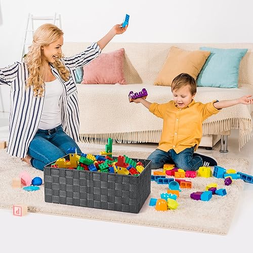 Miniatura 6 de Uvellgift Cestas de almacenamiento tejidas, contenedores de almacenamiento, cestas de contenedores de contenedores de almacenamiento organizadores