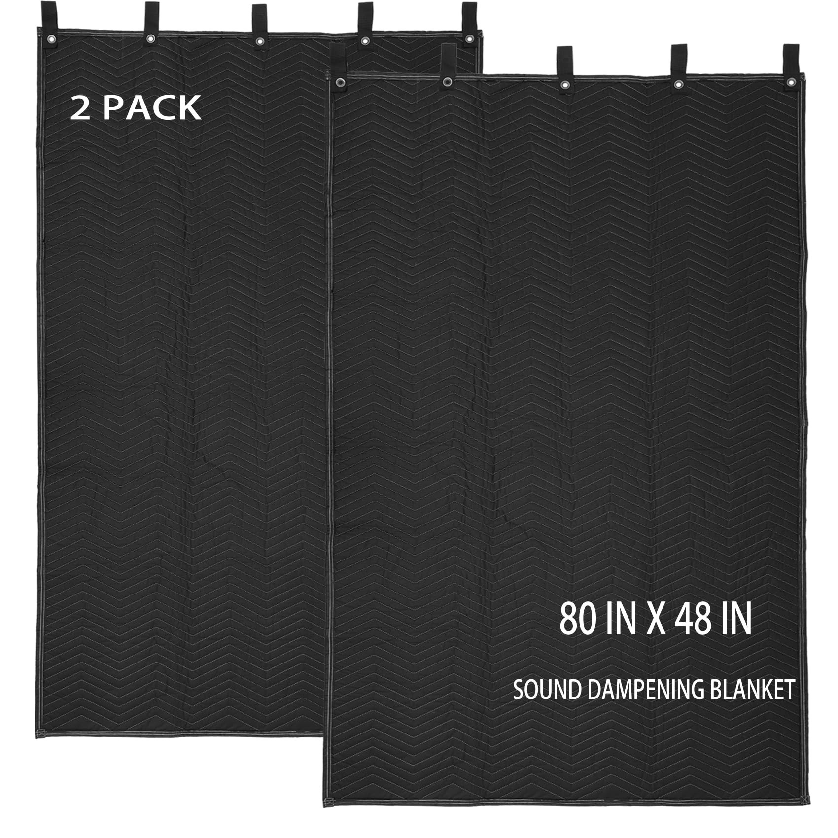 2 Pcs Large Sound Dampening Blanket 48" x 80", 850GSM Acoustic Blanket with Grommets,Heavy Duty Studio Sound Absorption Blankets,Acoustic Blanket Noise Reduce for Room,Light Blocker,Moving Blankets