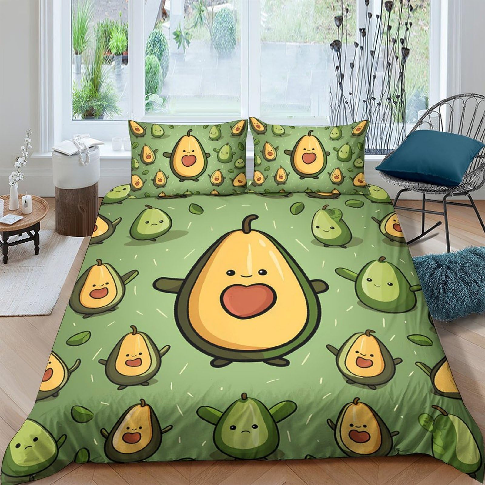 Ctjqhvkz Style-7 3D Printed Cartoon Avocado Fitted Sheet Microfiber Soft Breathable Fruit Bed Cover For Bedroom Dorm Mattress Decor Single（135X200cm）