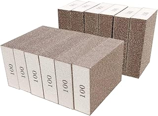 Tonmp 12 Pack 100 Grit Sanding Sponge, Washable and Reusable Sanding Blocks Great for Pot Brush Pan Brush Sponge Brush Gla...