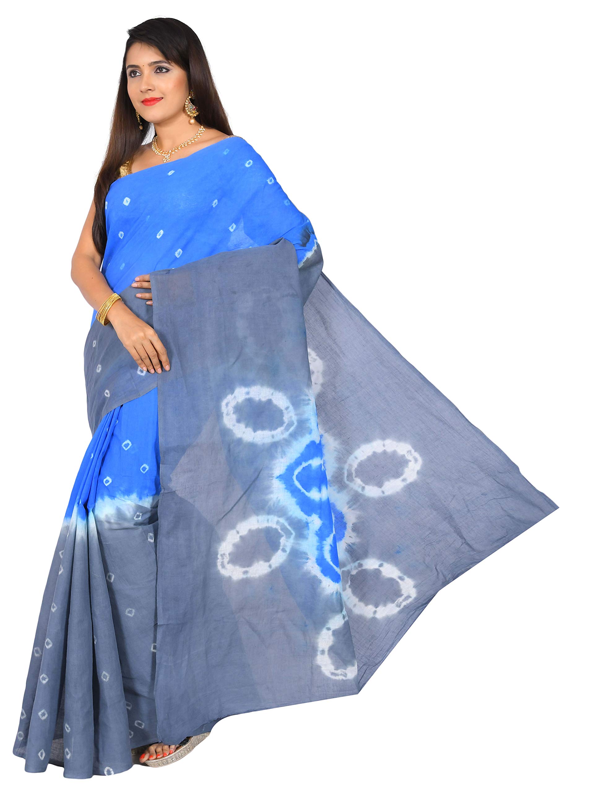 JISB Women's Cotton Saree Without Blouse Piece (CNP01444_Grey)