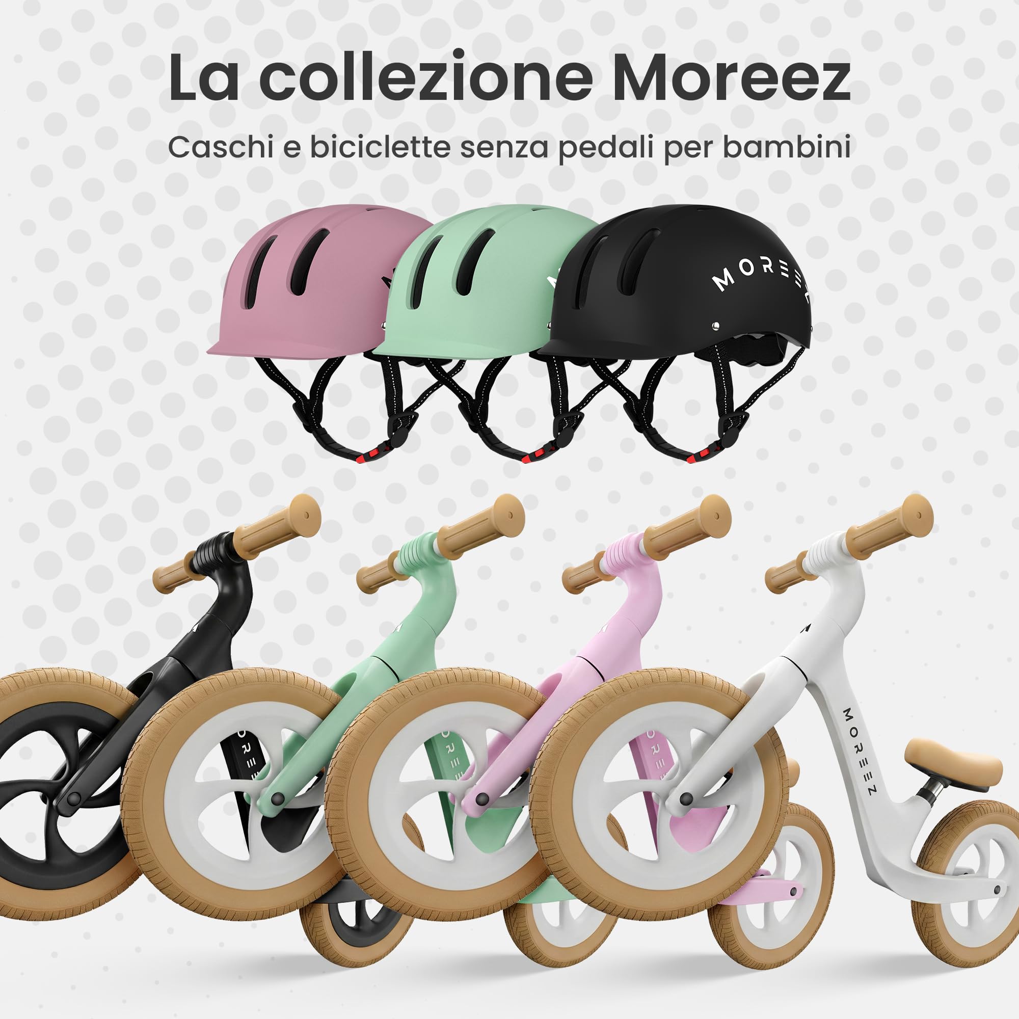 MOREEZ Casco per bambini a partire da 1 anno (1 – 7 anni), robusto e comodo, casco da bicicletta in ABS, misura regolabile XS (46 – 50 cm) & S (51 – 54 cm), unisex, ventilato