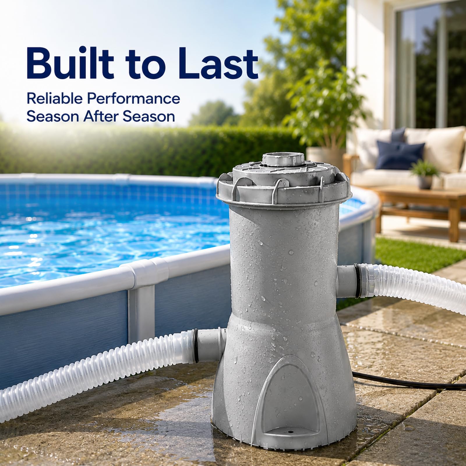 Denash Pompa Filtro per Piscina Fuori Terra da 1000 Galloni, Potente Pompa Filtro a Cartuccia, Efficiente per Piscina per Piscine Fuori Terra