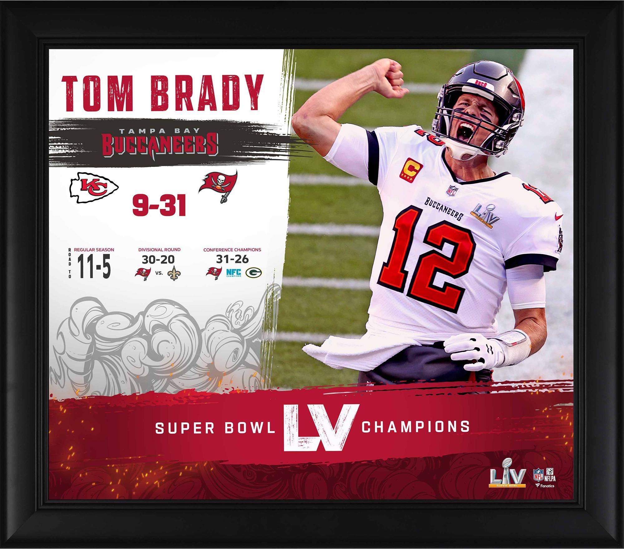 Tom Brady Tampa Bay Buccaneers Framed 15" x 17" Super Bowl LV Champions Collage - NFL Player Plaques and Collages