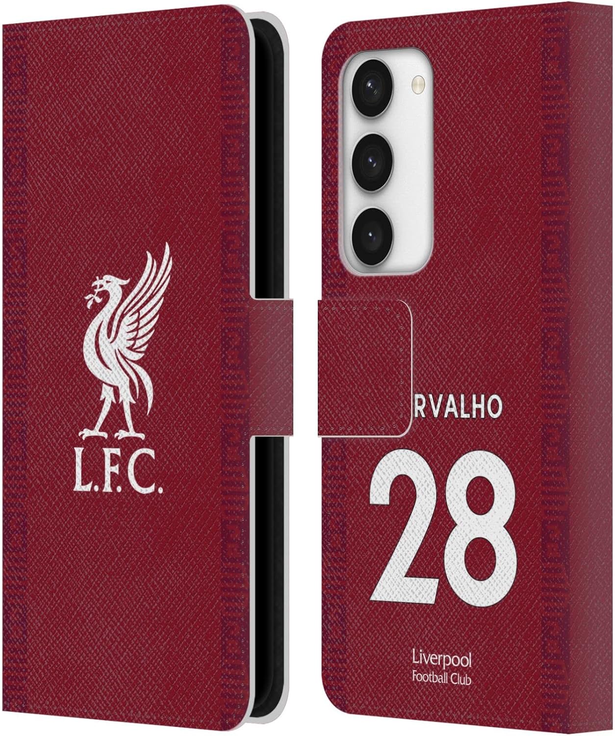Head Case Designs Officially Licensed Liverpool Football Club Fábio Carvalho 2022/23 Players Home Kit Leather Wallet Case Compatible with Samsung Galaxy S23 5G