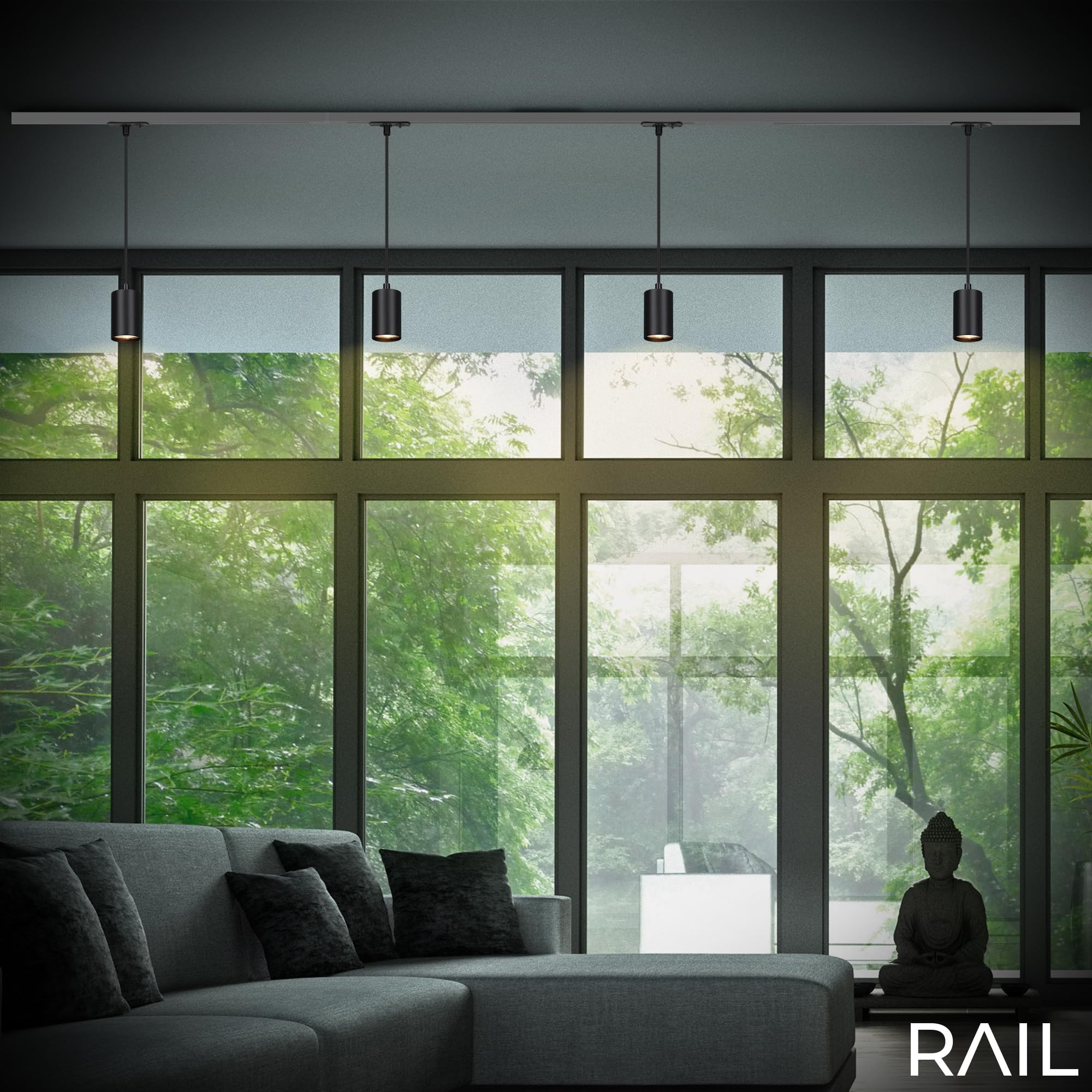 Briloner - Système de rail Rail Lampe suspendue, combinable, accessoires, Tracklight, lampe suspendue, GU10, plafonnier, plafonnier, 1410x82x55mm (LxlxD), noir (Lot de 3)