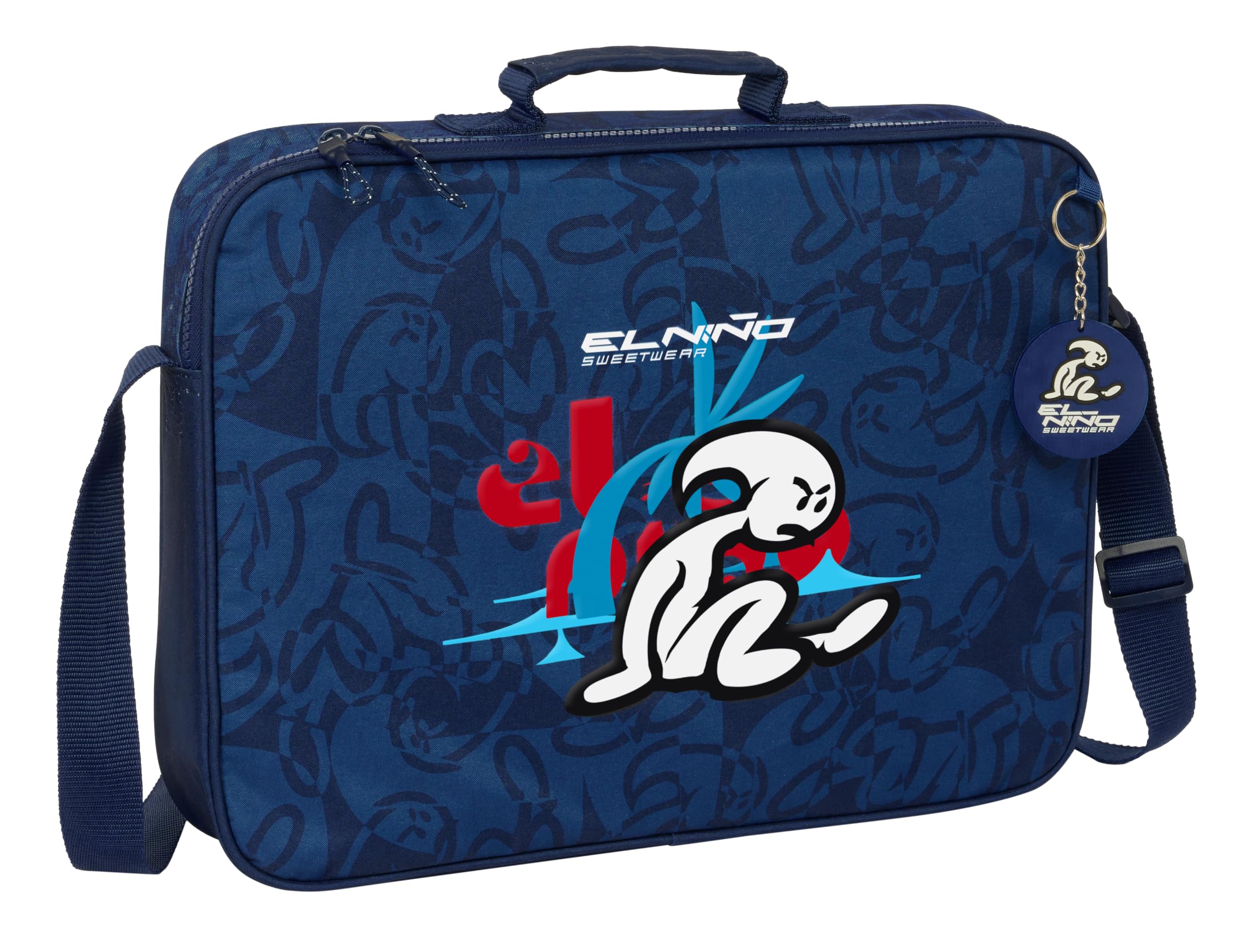 Safta EL NIÑO PARADISE - Cartera Extraescolares, Maletín Portatodo, Bandolera, Cómoda y Versátil, Calidad y Resistencia, 38x6x28 cm, Color Azul Marino