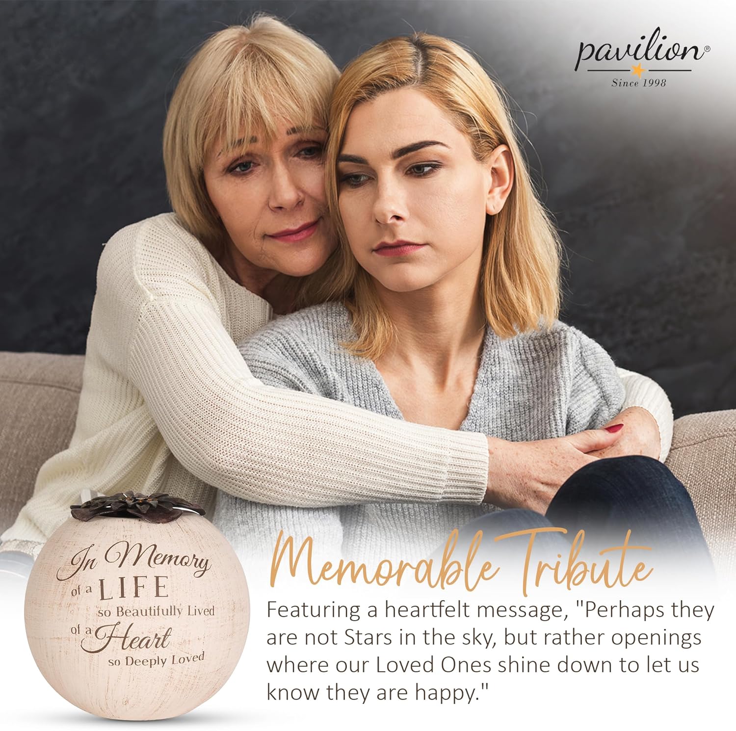 Pavilion Light Your Way Terracotta Candle Holder - "In Memory of A Life So Beautifully Lived, of A Heart So Deeply Loved" Text Design - Bereavement, Memorial Decorative Beige Candle Holders, 5"