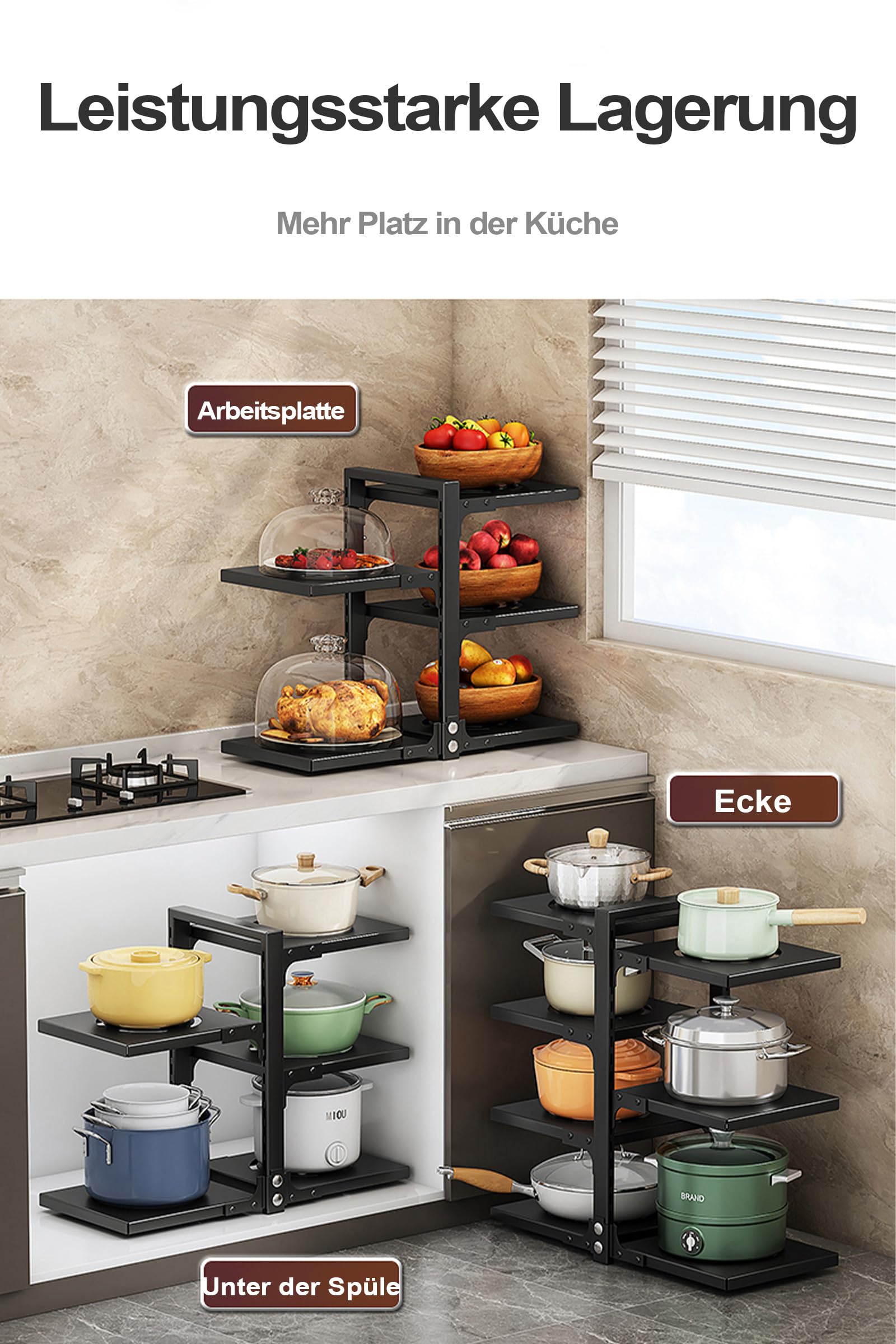 aufbewahrung töpfe und pfannen YANYYGu Organizer für Schrank, Heavy Duty Topf Pfanne Rack unter Spüle Organizer und Aufbewahrung, Kitchen Cabinet Organizer mit 5 Verstellbaren Ebenen Küche, Haushalt & Wohnen Rahmenhöhe:30 CM DEKAZIA Duschablage ohne Bohren, Hat Subvarianten