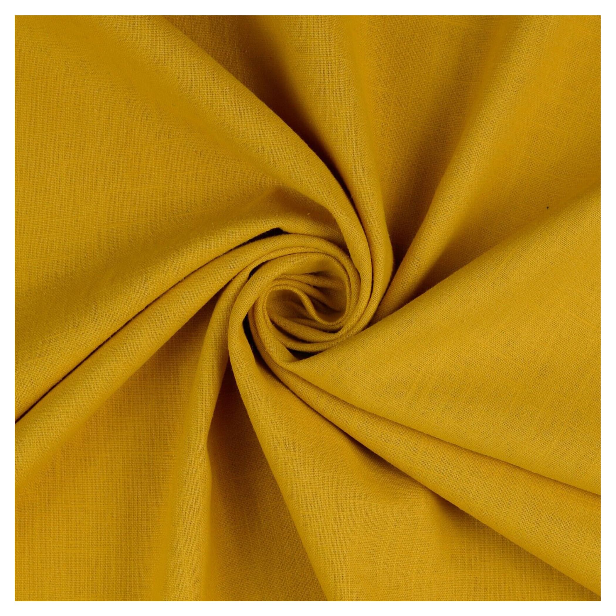 TheFabricTradePremium Washed 100% Linen Fabric Soft Breathable Material Vintage Fashion Dressmaking Flax Bag Curtain Cushions Tablecloths | 100cm x 136cm (Ochre Yellow)