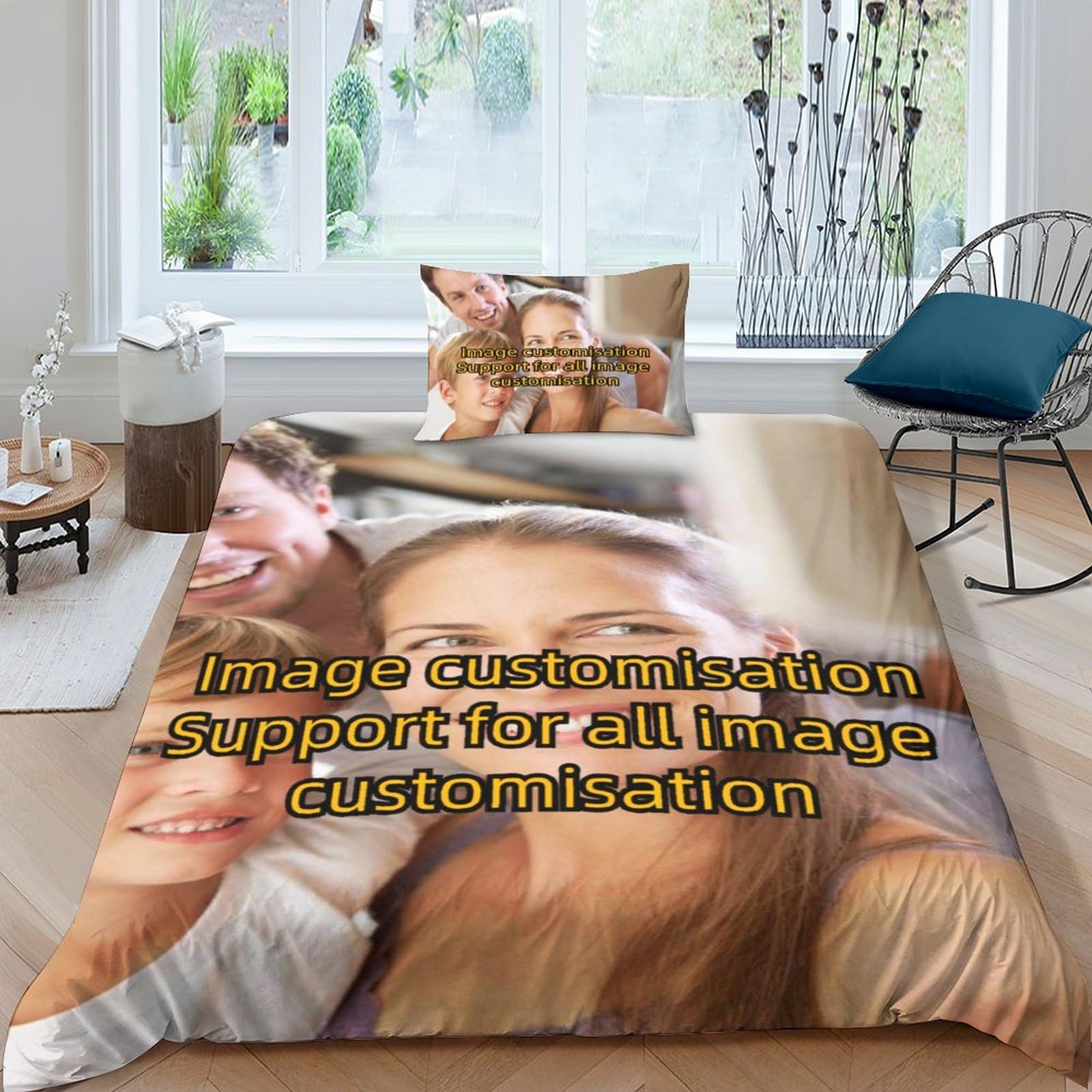 Parure de lit 3D personnalisée avec photo de famille en microfibre douce