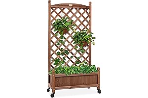 Best Choice Products 48-Inch Wood Planter Box with Diamond Lattice Trellis