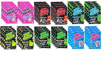 Pop Rocks Crackling Candy Variety Pack of 48 Classic Popping Candy - Six Different Flavors Bulk Pop Rocks