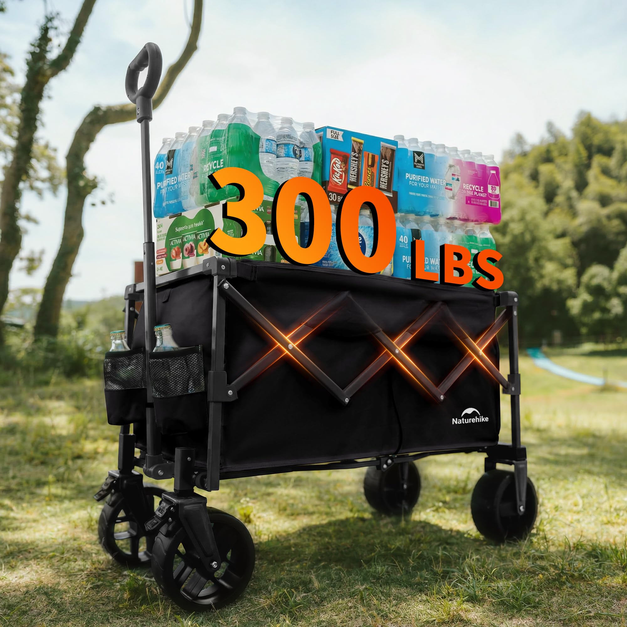 Amazon.com : Naturehike Big Wheels Collapsible Wagon Cart, 300lbs