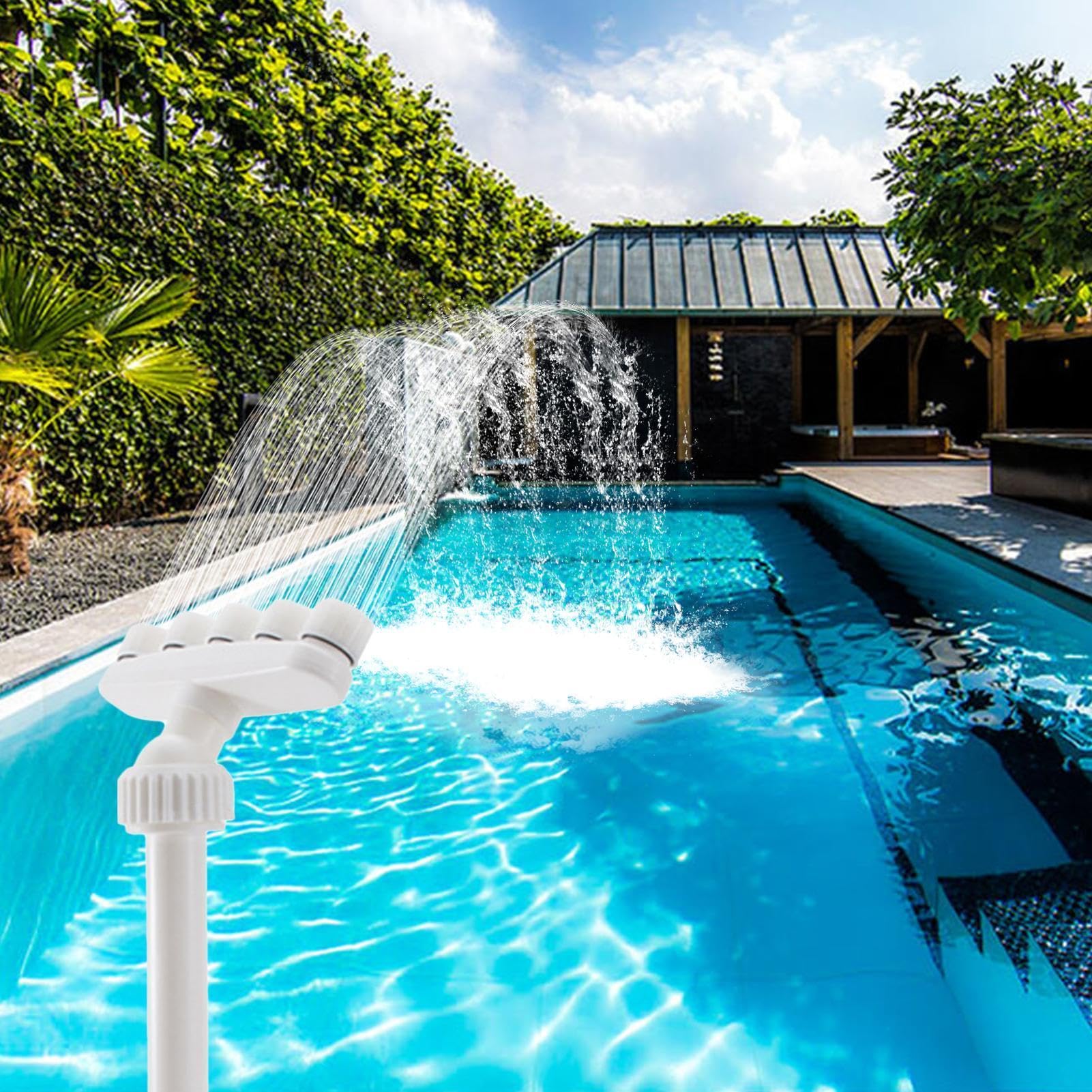 Fuente de piscina con 5 cabezas, pulverizador ajustable en cascada