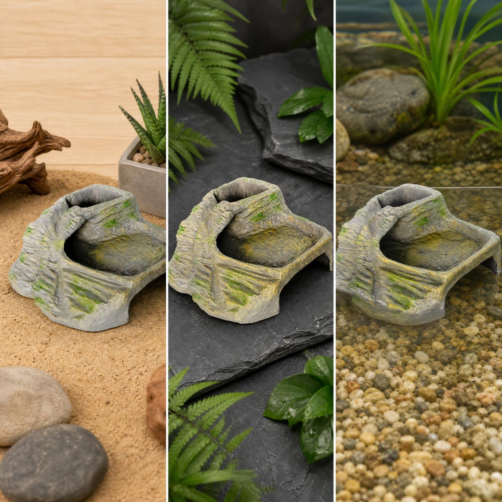kowaku Piattaforma di Riscaldamento per Tartarughe in Resina con Rampa Inclinata E Integrata per Rettili Arrampicata Ed Esplorazione Adatta per Terrario Naturale, Stile A