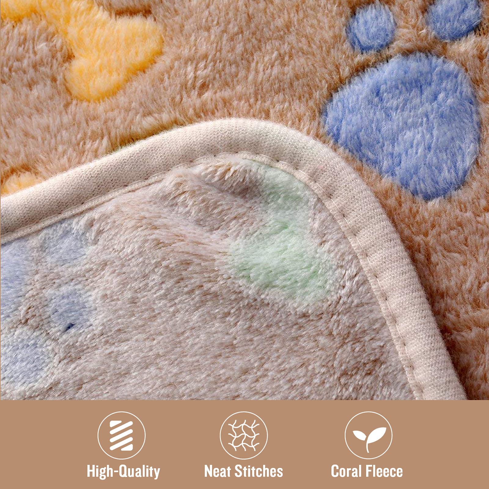 luciphia 3 Pezzi Coperta per Cane/Gatto Lavabile Soffice Durevole, Morbida e Calda Flanella,Osso,Small (60 * 40cm)