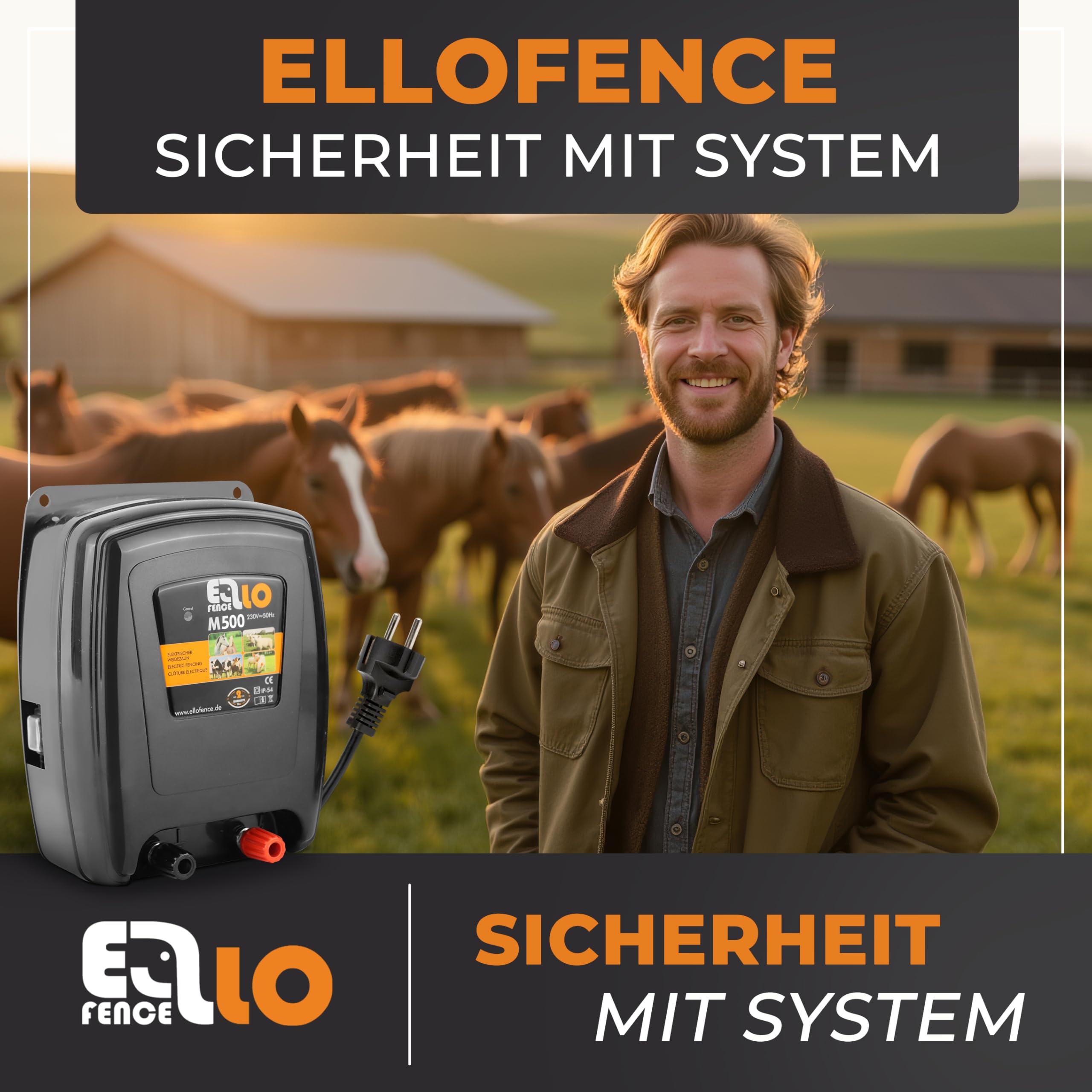Weidezaungerät 230V Netz (M500) - Extra starkes & leises Elektrozaungerät - Premium Weidegerät für alle Haus- und Nutztiere geeignet - Stromzaungerät mit Zaunkontrollanzeige