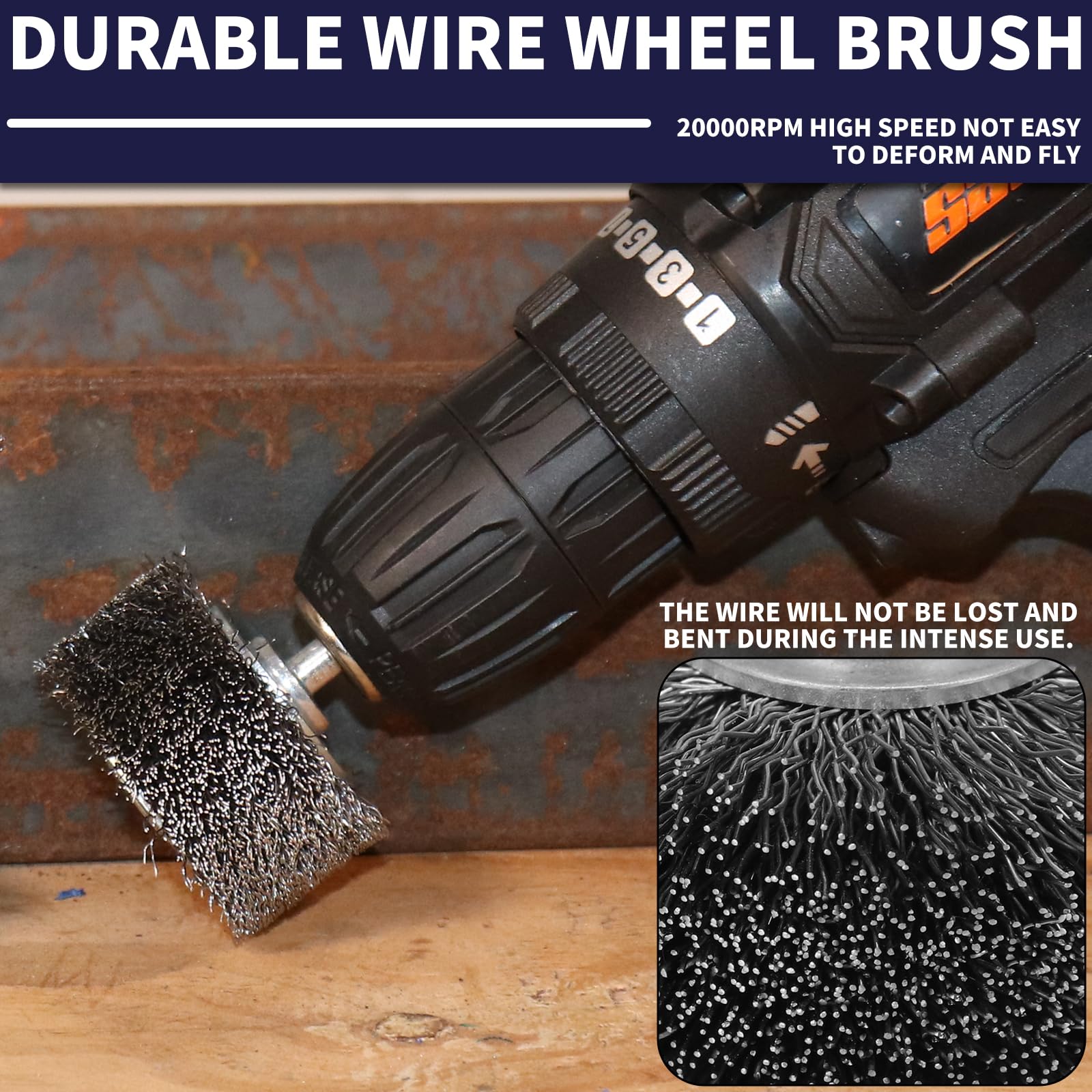 Confezione da 10 spazzole metalliche da 5,1 cm per fissaggio trapano, spazzole metalliche resistenti per rimozione di ruggine e corrosione, filo in acciaio inossidabile ondulato grosso da 0,03